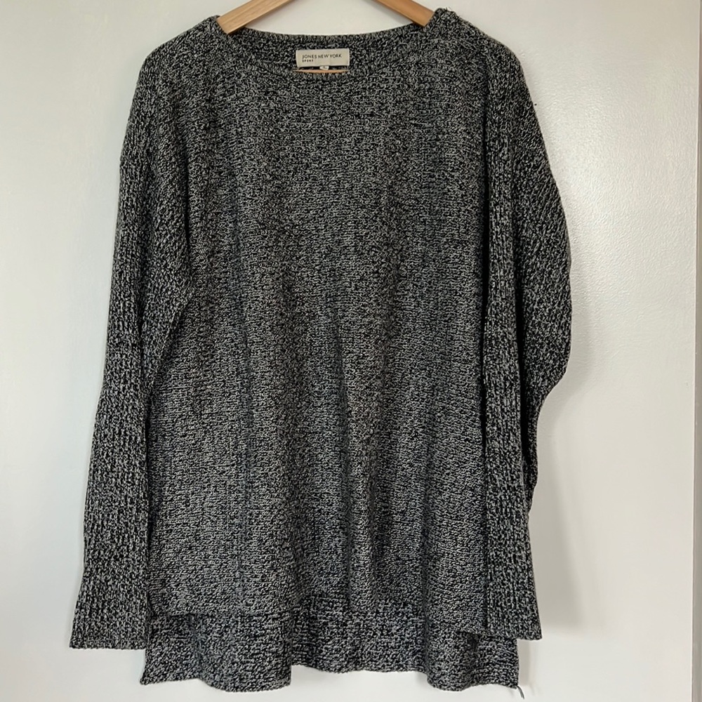 Heathered black sweater. Jones New York sport size large.